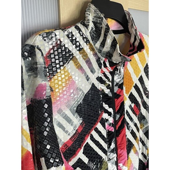 Erin London Women's Jacket Sz L Abstract Artsy Stretch Boho Casual Travel - Picture 2 of 5